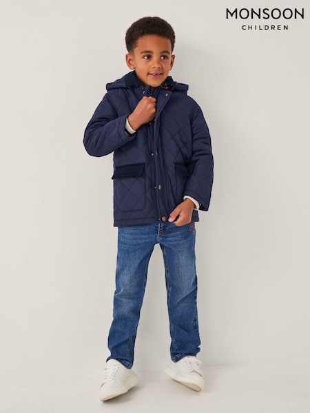 Monsoon Blue Corduroy Collar Quilted Jacket (Y16071) | €66 - €86