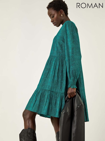 Roman Green Dot Print Buttoned Dress (Y16113) | €60