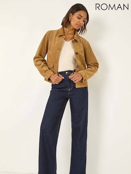 Natural - Roman Suedette Button Jacket (Y16116) | R$ 825