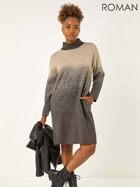 Roman Grey Ombre Speckled Knit Dress (Y16130) | €77