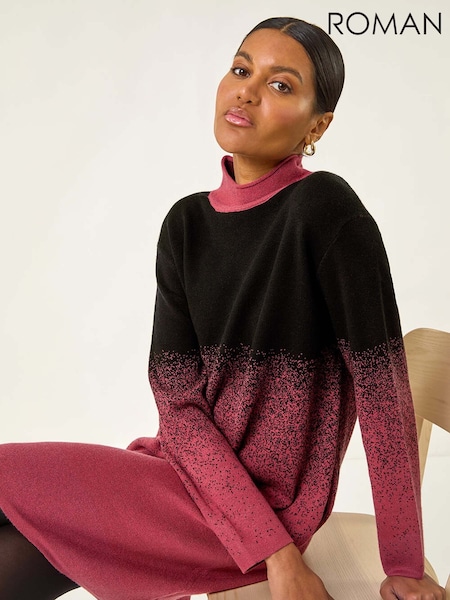 Roman Red Ombre Speckled Knit Dress (Y16136) | €77
