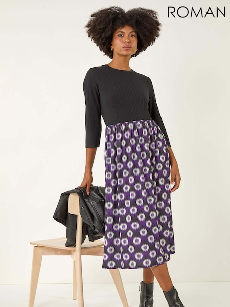 Roman Geo Print Midi Stretch Dress (Y16155) | R$ 545