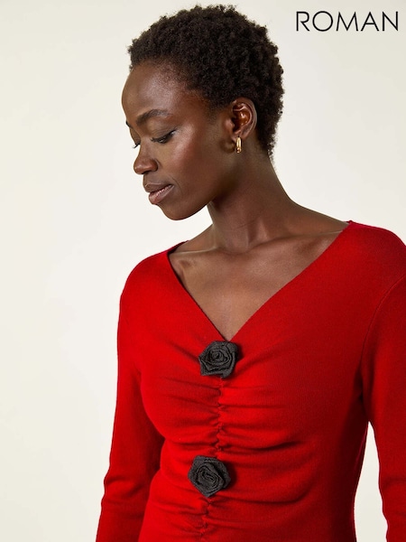 Roman Red Rose Front Knit Jumper (Y16180) | €56