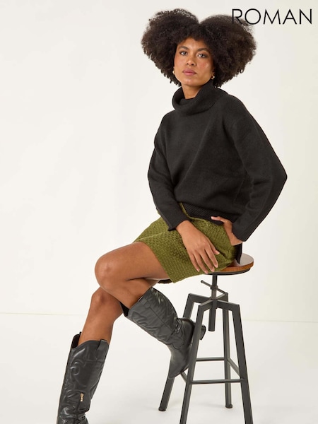 Roman Green Boucle Textured A-Line Skirt (Y16196) | €53