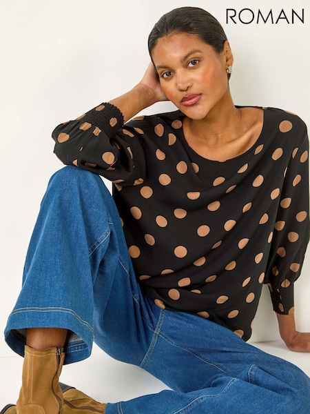 Roman Spot Print Tunic Top (Y16207) | R$ 435