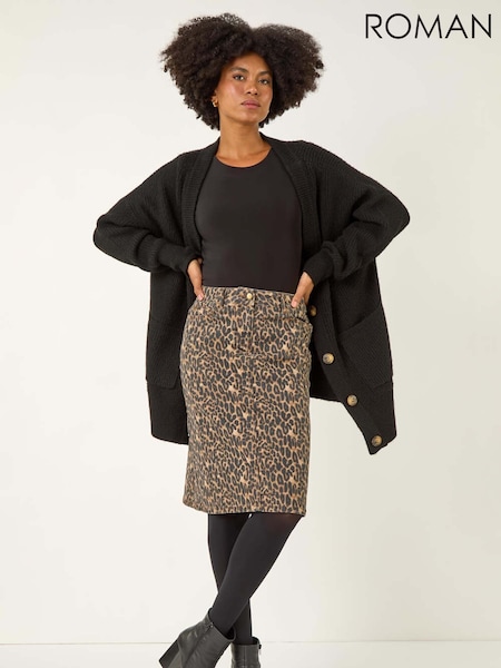 Roman Brown Animal Print A-Line Skirt (Y16217) | €56
