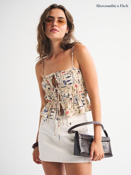 Abercrombie & Fitch Cream Ruched Tie Front Cami Top (Y16265) | R$ 515