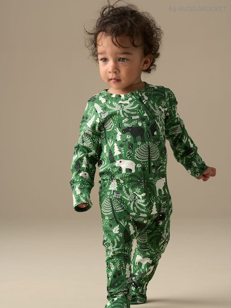 Angel & Rocket Green Andreas Scandi Print Babygrow (Y16306) | €34