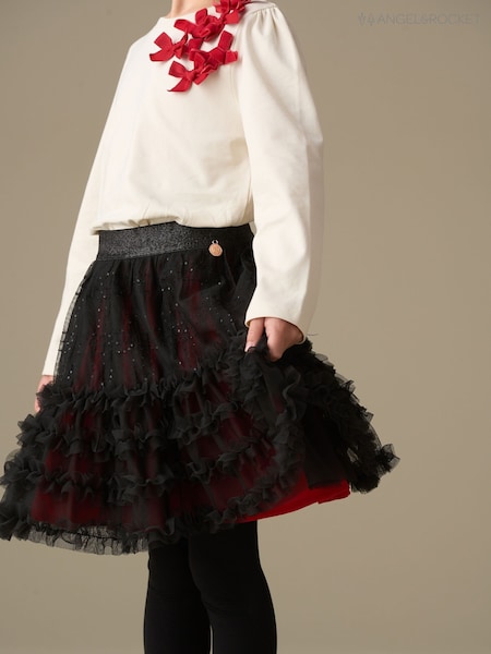 Angel & Rocket Red Darby Sequin Tartan Mesh Skirt (Y16324) | €48 - €53