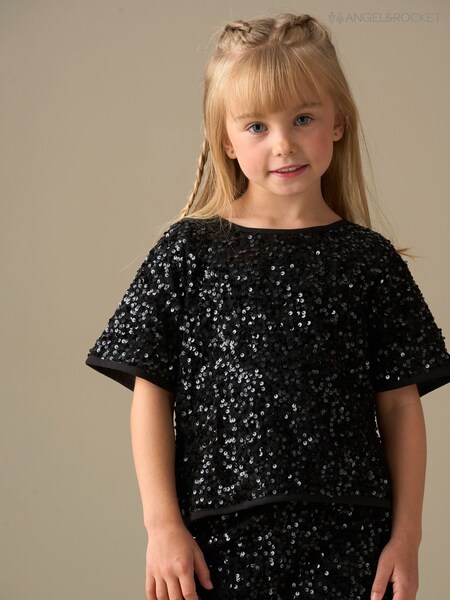 Angel & Rocket Black Leona Black Sequin Top (Y16344) | R$ 235 - R$ 275