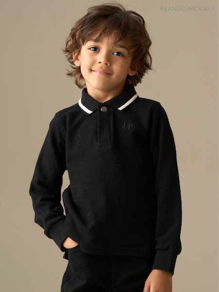 Angel & Rocket Black Tucker Tipped  Polo Shirt (Y16351) | €25 - €31