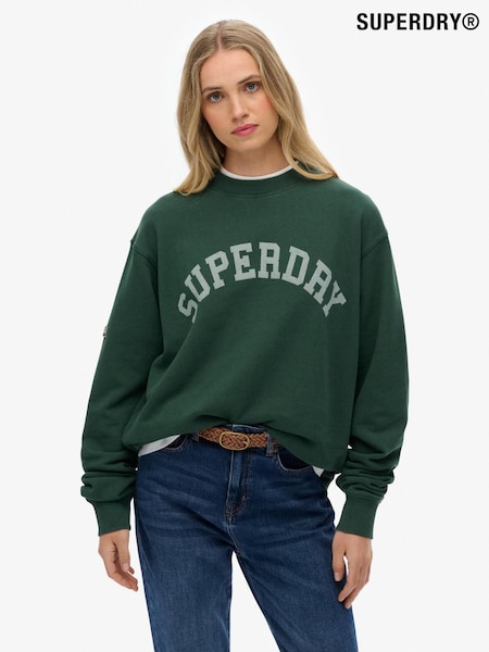 Superdry Green Athletic Essentials Slouchy Crew Sweat Top (Y16561) | €68