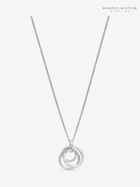 Simply Silver 925 Sterling Silver Cubic Zirconia Interlink Knot Pendant (Y16572) | €53