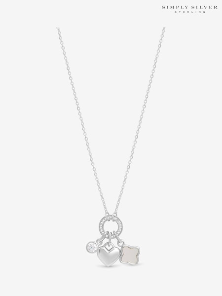 Simply Silver Sterling Silver 925 Cubic Zirconia Clover Charm Pendant (Y16581) | €58
