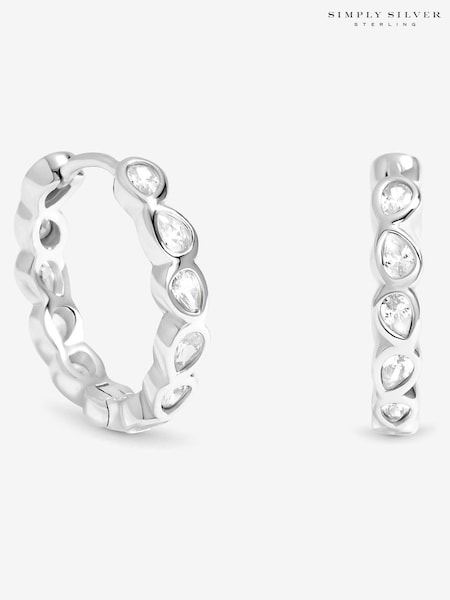 Simply Silver Sterling Silver 925 Cubic Zirconia Besel Hoop Earrings (Y16583) | €44