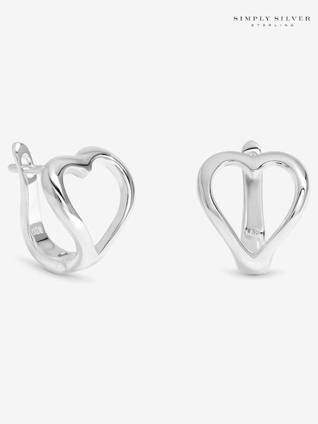 Simply Silver 925 Sterling Silver Polished Heart Hoop Earrings (Y16586) | €58