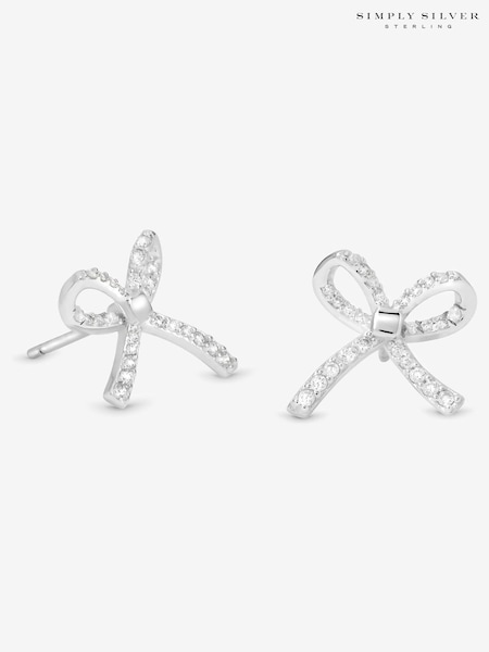 Simply Silver Sterling Silver 925 Pave Bow Stud Earrings (Y16587) | €32