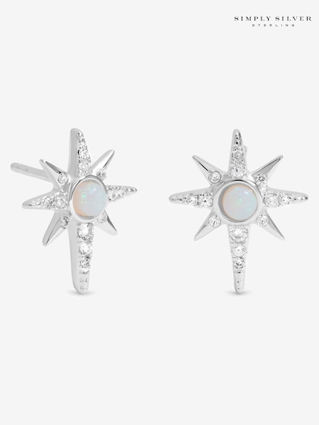 Simply Silver 925 Sterling Silver Celestial Opal Stud Earrings (Y16588) | €44