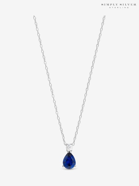 Simply Silver Silver Cubic Zirconia Sapphire Pendant (Y16600) | €33