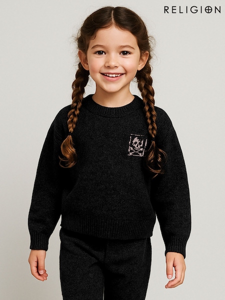 Religion Black Skully Logo Jumper With Small Contrast Skull & Crossbone (Y16706) | €40
