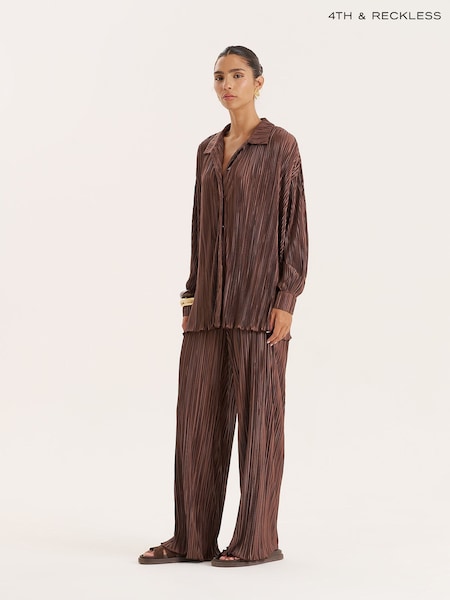 4th & Reckless Brown Plisse Shirt Palais (Y16847) | €44