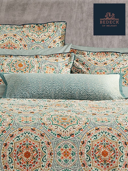 Bedeck of Belfast Gold Teal Addison 200 TC 100% Cotton Square Pillowcase (Y16931) | €71