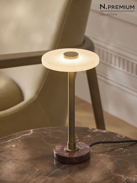 N. Premium Brass Medinia Alabaster And Marble Table Lamp