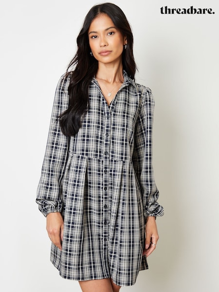Threadbare Blue Check Mini Shirt Dress (Y17162) | €47