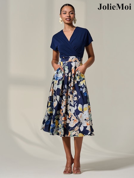 Jolie Moi Short Sleeve Two Tone Midaxi Dress (Y17168) | € 95