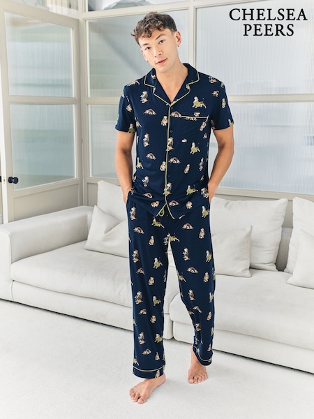 Chelsea Peers Blue Country Hound Dog Print Long Pyjamas Set (Y17277) | R$ 445