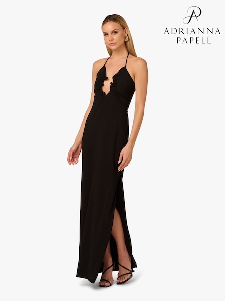 Adrianna Papell Jersey Knit Long Black Dress (Y17288) | €396