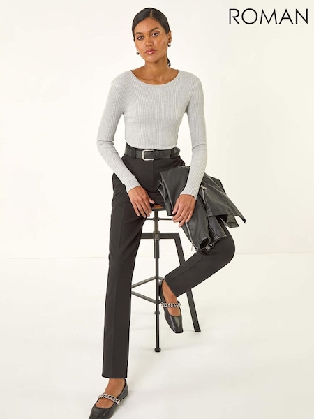 Roman Black Smart Pleat Front Stretch Trousers (Y17308) | €53