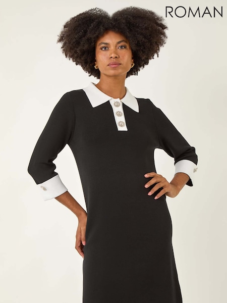 Roman Black Knitted Sparkle Button Dress (Y17319) | €86