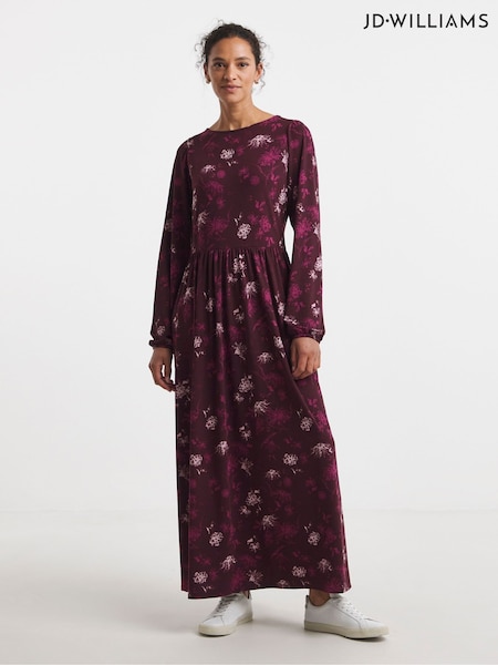JD Williams Red Supersoft Jersey Printed Maxi Smock Dress (Y17330) | €45