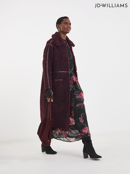 JD Williams Red Maxi Teddy Faux Fur Coat (Y17336) | €114