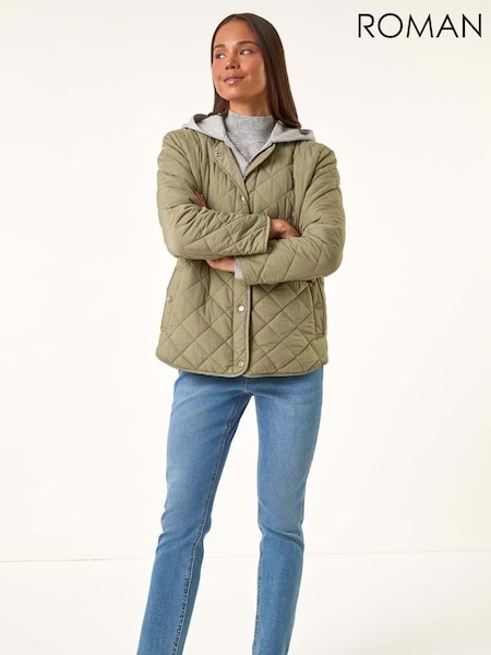 Roman Green Petite Contrast Hooded Puffer Coat (Y17395) | €93