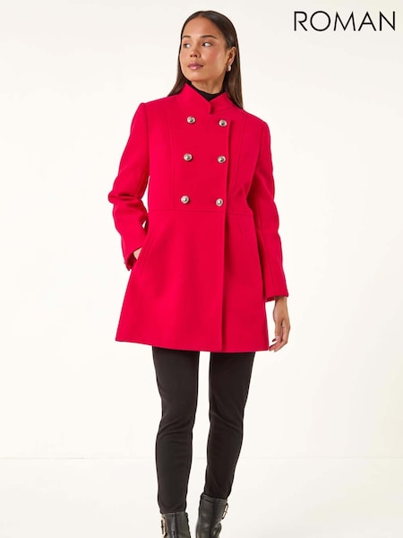 Roman Red Petite Military Buttoned Coat (Y17403) | €106