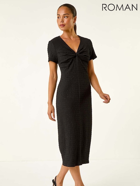 Roman Petite Textured Twist Midi Dress (Y17408) | R$ 510