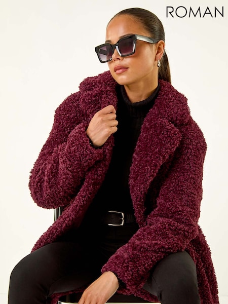 Roman Red Petite Teddy Longline Coat (Y17439) | €108