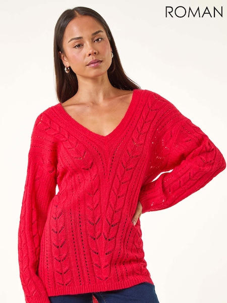 Roman Red Petite V-Neck Knit Jumper (Y17463) | €51