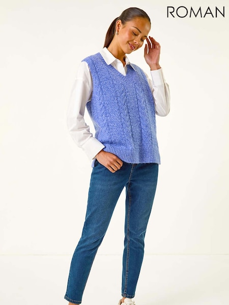 Roman Blue Cableknit Knitted Vest (Y17466) | €45