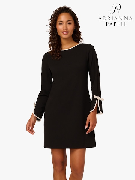 Adrianna Papell Long Sleeve Crepe Short Black Dress (Y17509) | €152