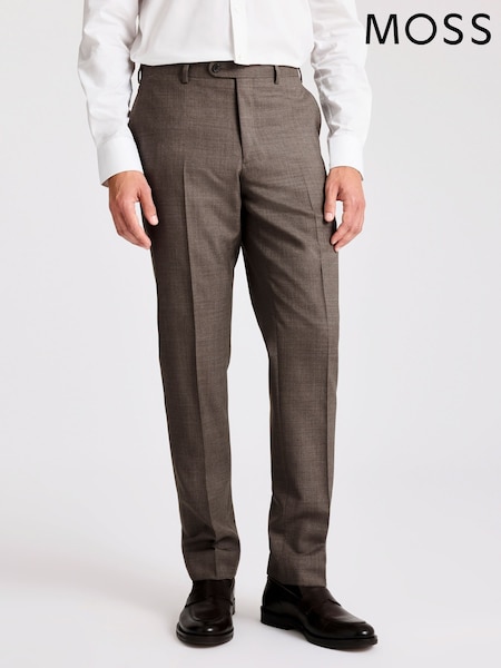 MOSS Tailored Fit Italian Light Brown Trousers (Y17511) | AED757