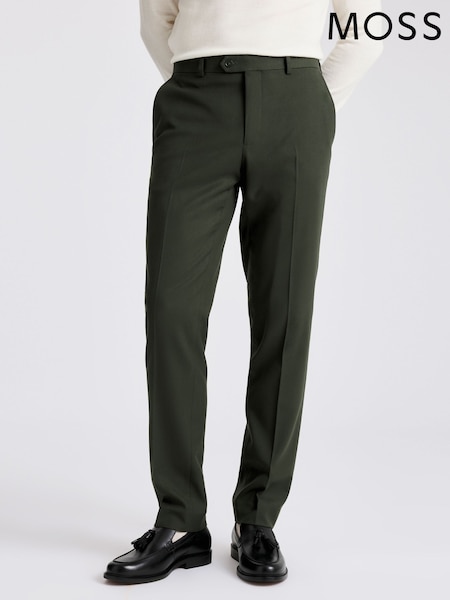 MOSS Khaki Slim Fit Flannel Trousers (Y17513) | €102