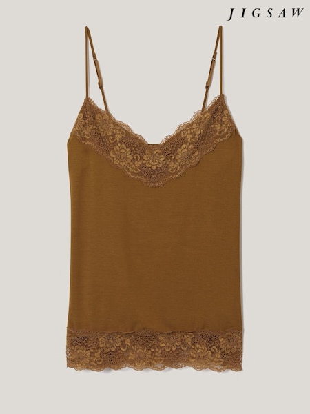 Jigsaw Brown Modal Lace Vest (Y17517) | €40
