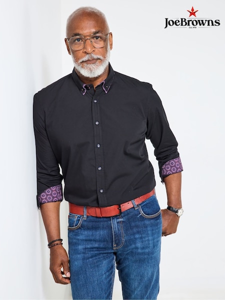 Joe Browns Black Contrast Trim Double Collar Shirt (Y17613) | €53