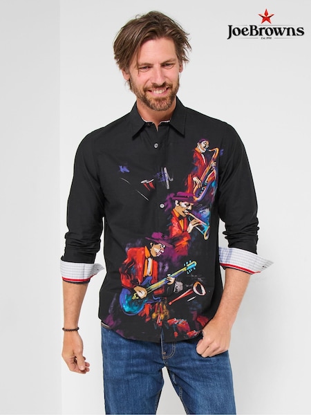 Joe Browns Black Music Band Print Shirt (Y17634) | €60