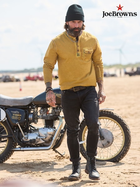 Joe Browns Yellow Pocketed Long Sleeve Henley T-Shirt (Y17642) | R$ 435