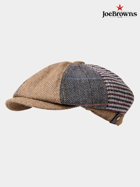 Joe Browns Brown Classic Cap with Striking Multicolour Tweed Panels (Y17655) | AED175