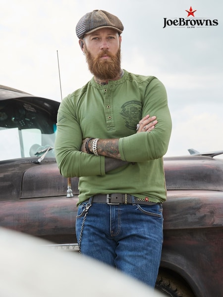 Joe Browns Green Button Henley T-Shirt (Y17664) | 218 QAR